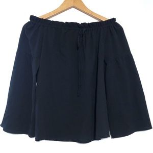 Michael Kors Off Shoulder Bell Sleeves Black Top